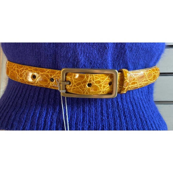 The Worth Collection womans belt Mustard classic croco belt crocodile size PT 28 - Picture 16 of 16